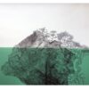 Chair and Tree in islands of ink. Submerged in green sea